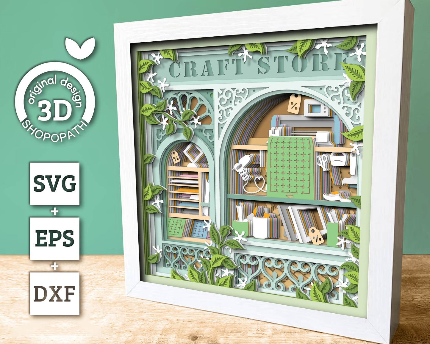 Brother Craft Store Shadow Box 3D SVG with Hobby Tools, Desk, Cutting Machine and Card Stock, DXF EPS Files for Cricut Silhouette Brother