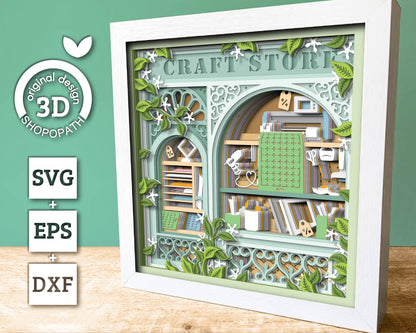 Brother Craft Store Shadow Box 3D SVG with Hobby Tools, Desk, Cutting Machine and Card Stock, DXF EPS Files for Cricut Silhouette Brother