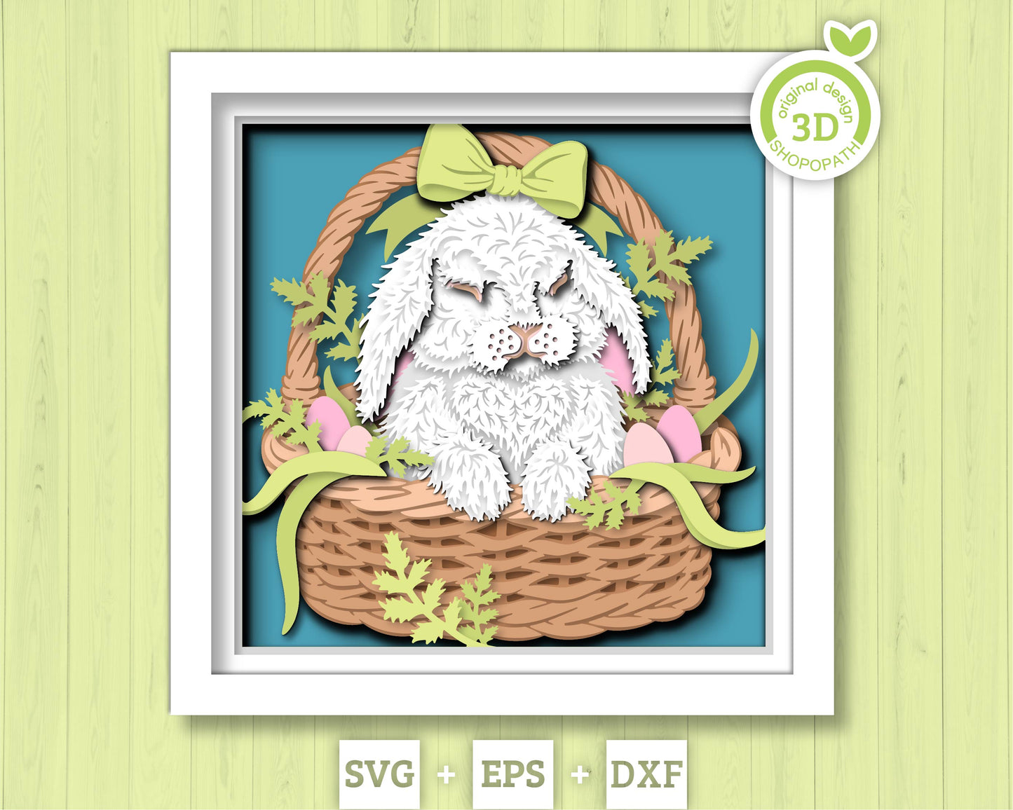 3D SVG Easter Bunny In Basket Shadow Box 3D Svg, Easter Eggs 3D SVG, Easter 3d SVG,  Bunny 3D Svg, Cute Bunny 3d Svg, Cricut Silhouette