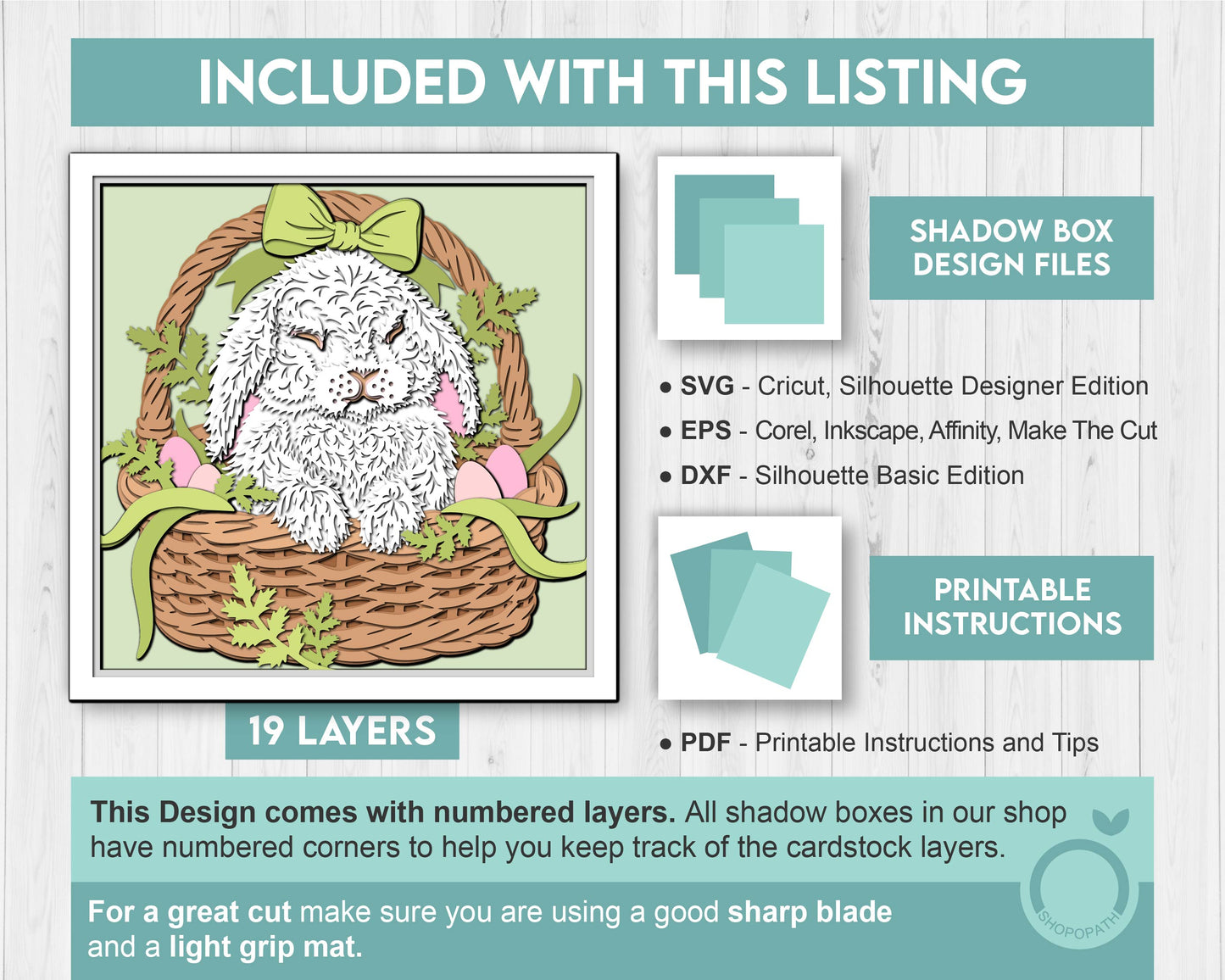 3D SVG Easter Bunny In Basket Shadow Box 3D Svg, Easter Eggs 3D SVG, Easter 3d SVG,  Bunny 3D Svg, Cute Bunny 3d Svg, Cricut Silhouette