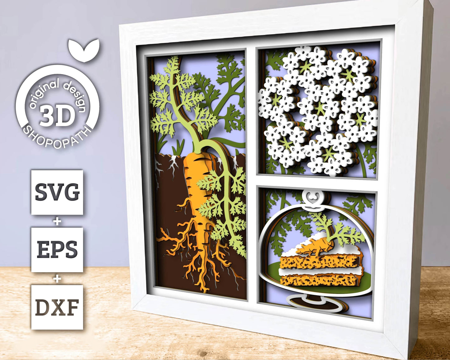 3D SVG Carrot Shadow Box SVG, Spring Easter Shadow Box, Leaves 3D Svg, Flowers 3d svg, Carrot Cake Layered Papercut svg, Cricut Silhouette