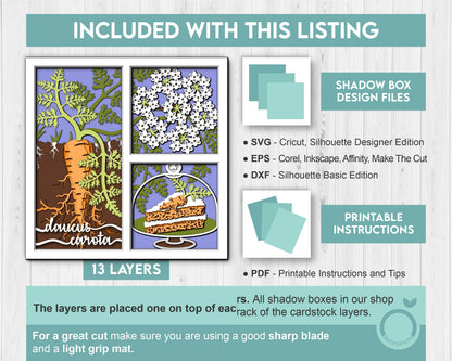 3D SVG Carrot Shadow Box SVG, Spring Easter Shadow Box, Leaves 3D Svg, Flowers 3d svg, Carrot Cake Layered Papercut svg, Cricut Silhouette