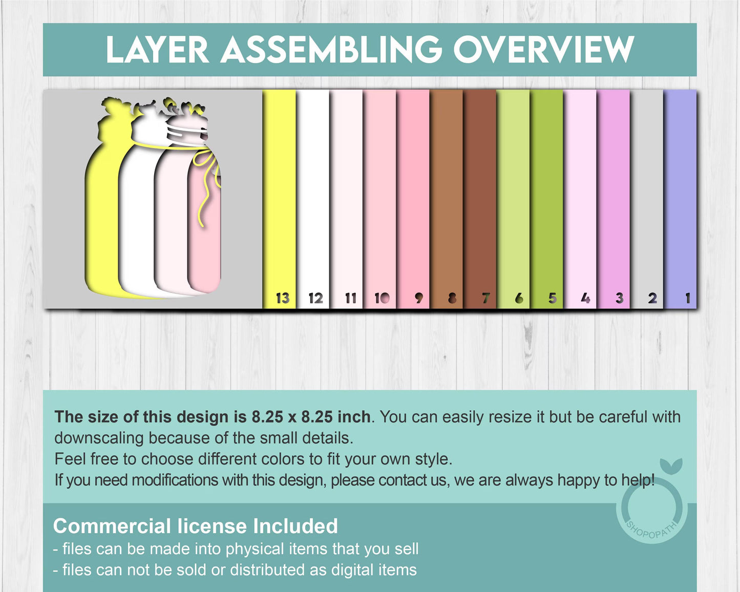 Cherry Blossom Branch in Jar - 3D Shadow Box Layered SVG DXF EPS (Cutting Files)