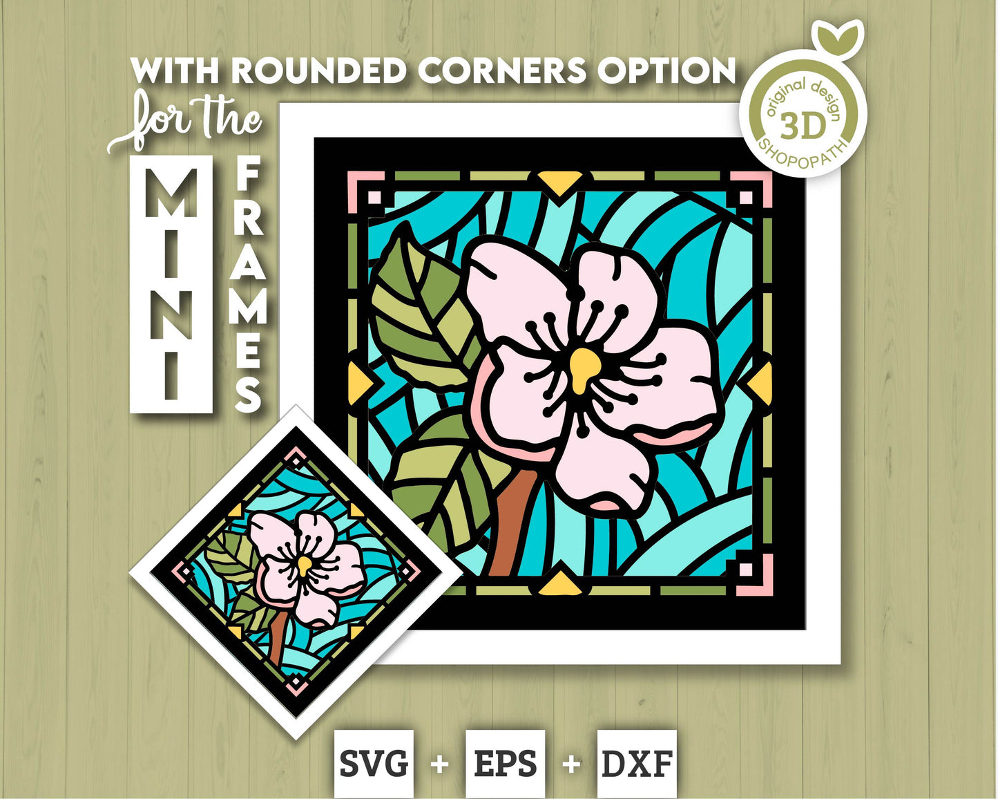 3D SVG Cherry Blossom Mini Stained Glass Shadow Box, Cherry Blossom 3d svg, 3D Flowers svg 3D SVG Stained Glass Shadow Box Cricut Silhouette