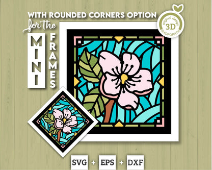 3D SVG Cherry Blossom Mini Stained Glass Shadow Box, Cherry Blossom 3d svg, 3D Flowers svg 3D SVG Stained Glass Shadow Box Cricut Silhouette