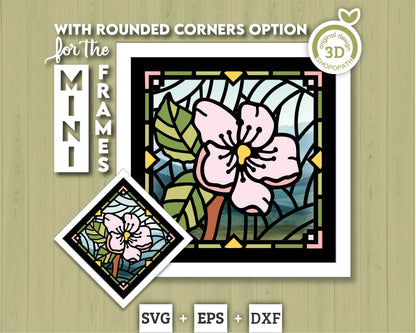 3D SVG Cherry Blossom Mini Stained Glass Shadow Box, Cherry Blossom 3d svg, 3D Flowers svg 3D SVG Stained Glass Shadow Box Cricut Silhouette