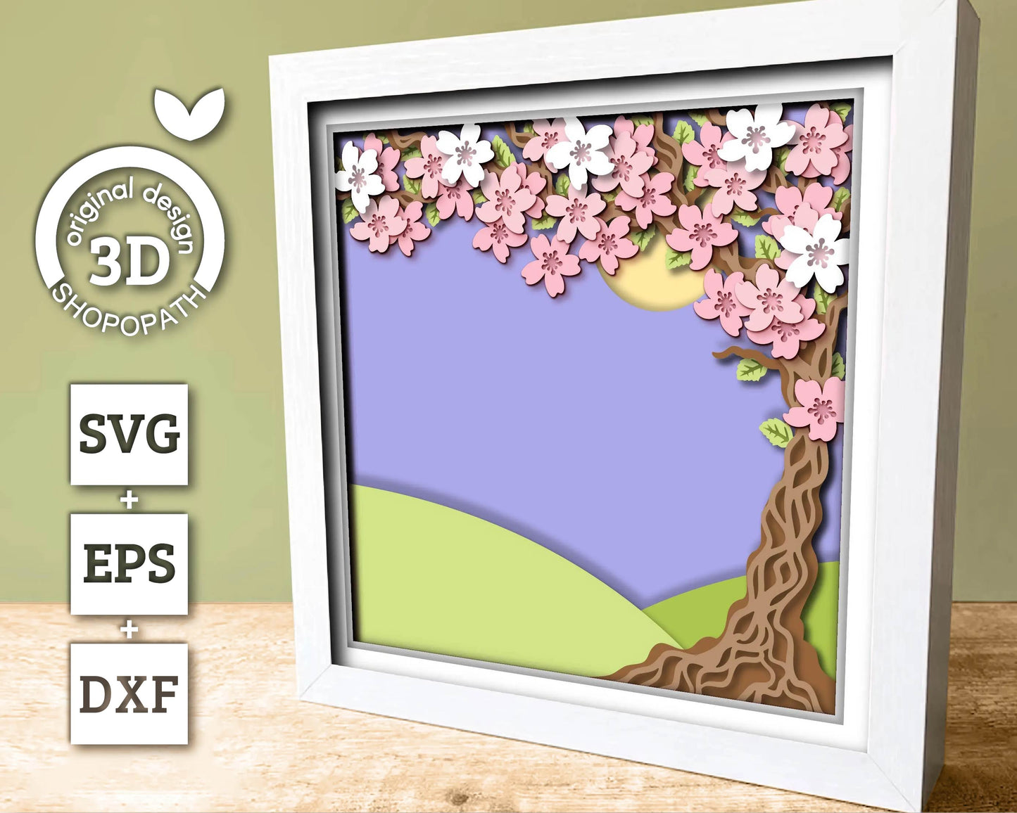 3D SVG Blossom Tree Shadow Box, 3D SVG Spring, 3D Cherry Blossom svg, 3d SVG Spring Bloom, 3d Sakura Tree Svg, Floral Svg, Cricut Silhouette