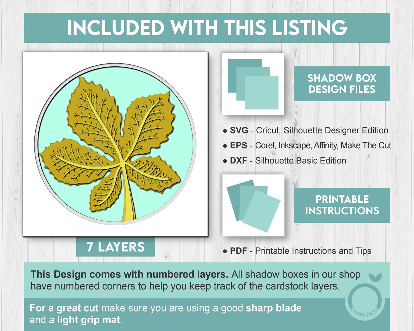 3D SVG Chestnut Leaf Herbarium Shadow Box, 3D Fall SVG, Chestnut Fall Leaf 3d svg, Herbarium 3d Svg, Chestnut 3d SVG, Cricut Silhouette