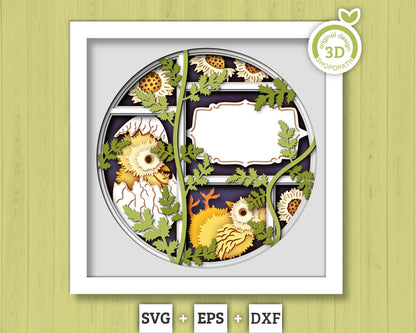 Hatching Baby Chicks with Label - 3D Shadow Box Layered SVG DXF EPS (Cutting Files)