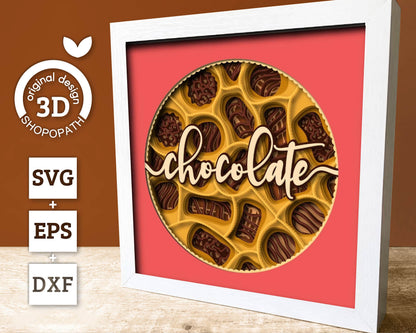 3D Chocolate Box SVG EPS, Shadow Box, Layered Cardstock Candy Love Shadow Box, Desert 3D Svg, Cake 3D svg Cricut