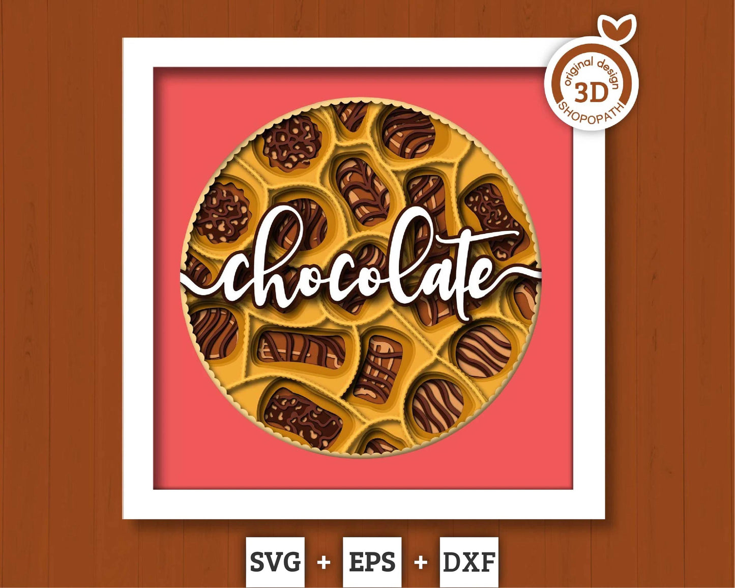 3D Chocolate Box SVG EPS, Shadow Box, Layered Cardstock Candy Love Shadow Box, Desert 3D Svg, Cake 3D svg Cricut
