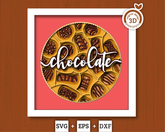 3D Chocolate Box SVG EPS, Shadow Box, Layered Cardstock Candy Love Shadow Box, Desert 3D Svg, Cake 3D svg Cricut