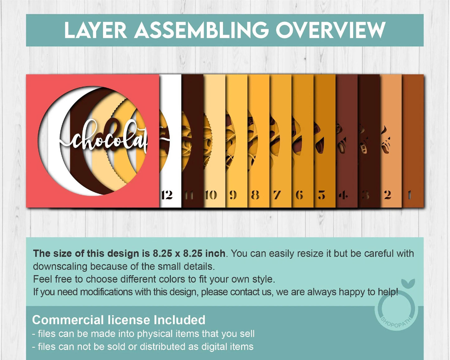 3D Chocolate Box SVG EPS, Shadow Box, Layered Cardstock Candy Love Shadow Box, Desert 3D Svg, Cake 3D svg Cricut