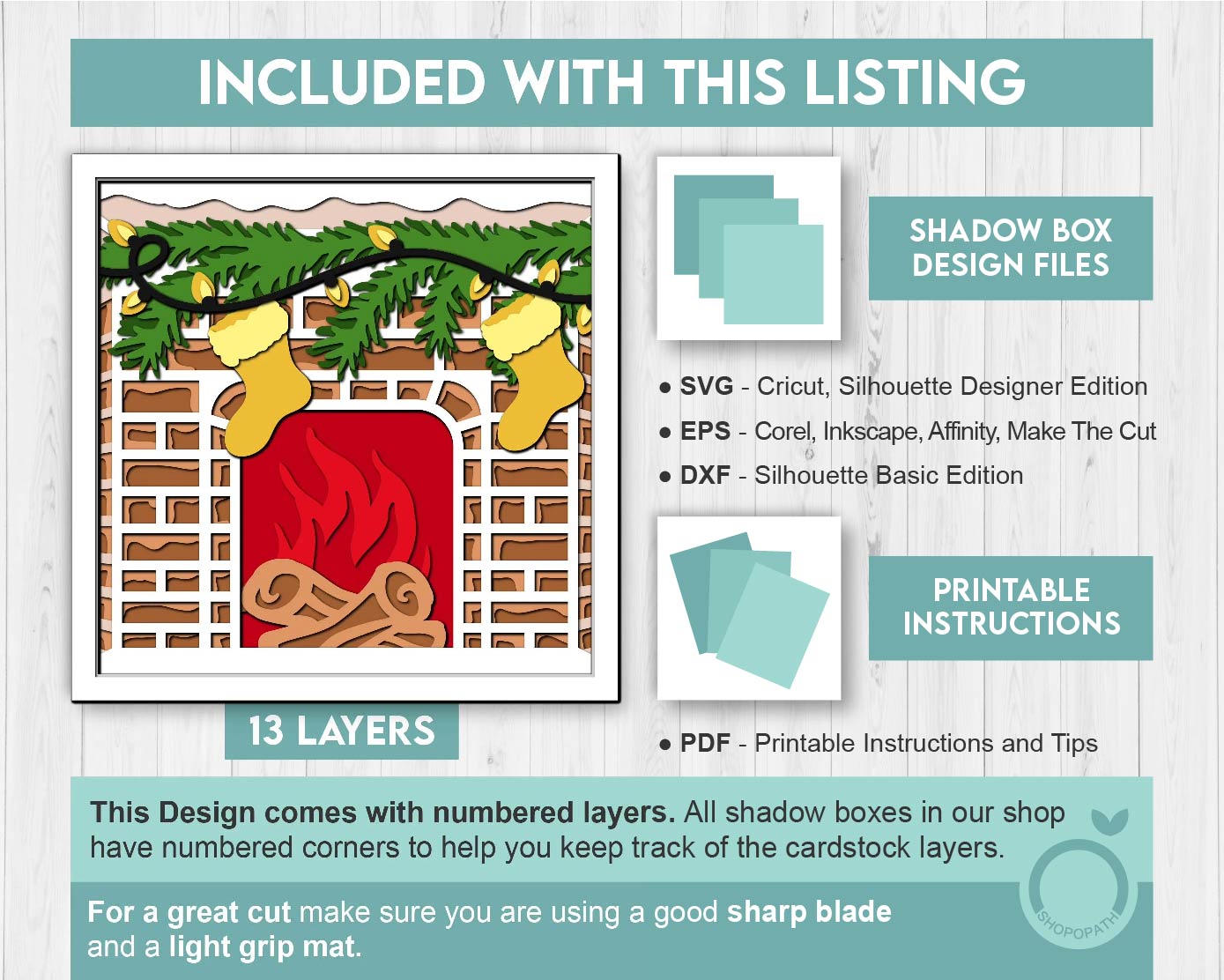 3D SVG Christmas Shadow Box, Layered Winter Svg, Winter Shadow Box, Christmas Stockings 3D Svg Christmas Fireplace 3d Svg, Cricut Silhouette