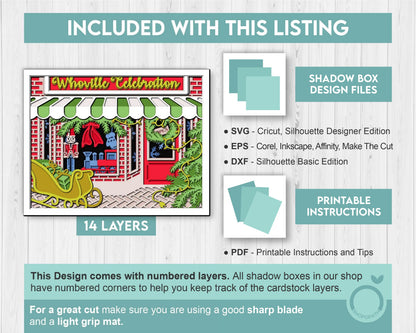 3D SVG Christmas Store Shadow Box, Layered Winter Svg, Winter Shadow Box, Christmas Window 3D Svg, Santa Claus 3d Svg, Cricut Silhouette