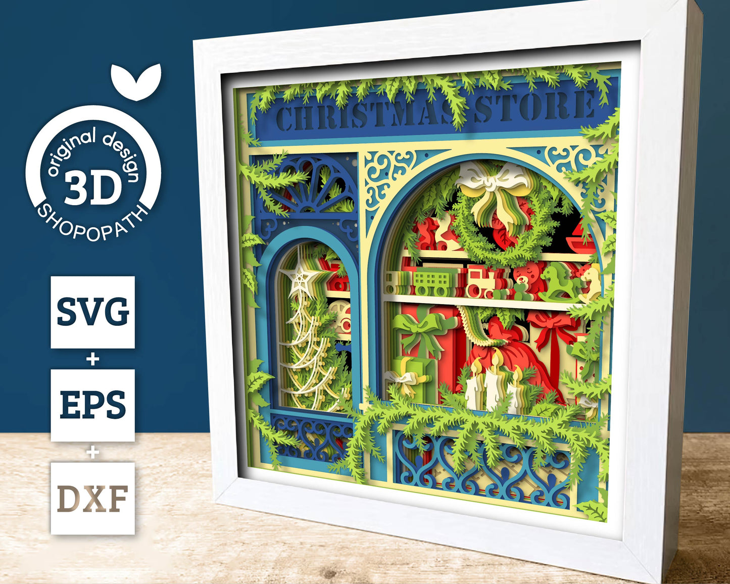Christmas Store - 3D Shadow Box Layered SVG DXF EPS (Cutting Files)
