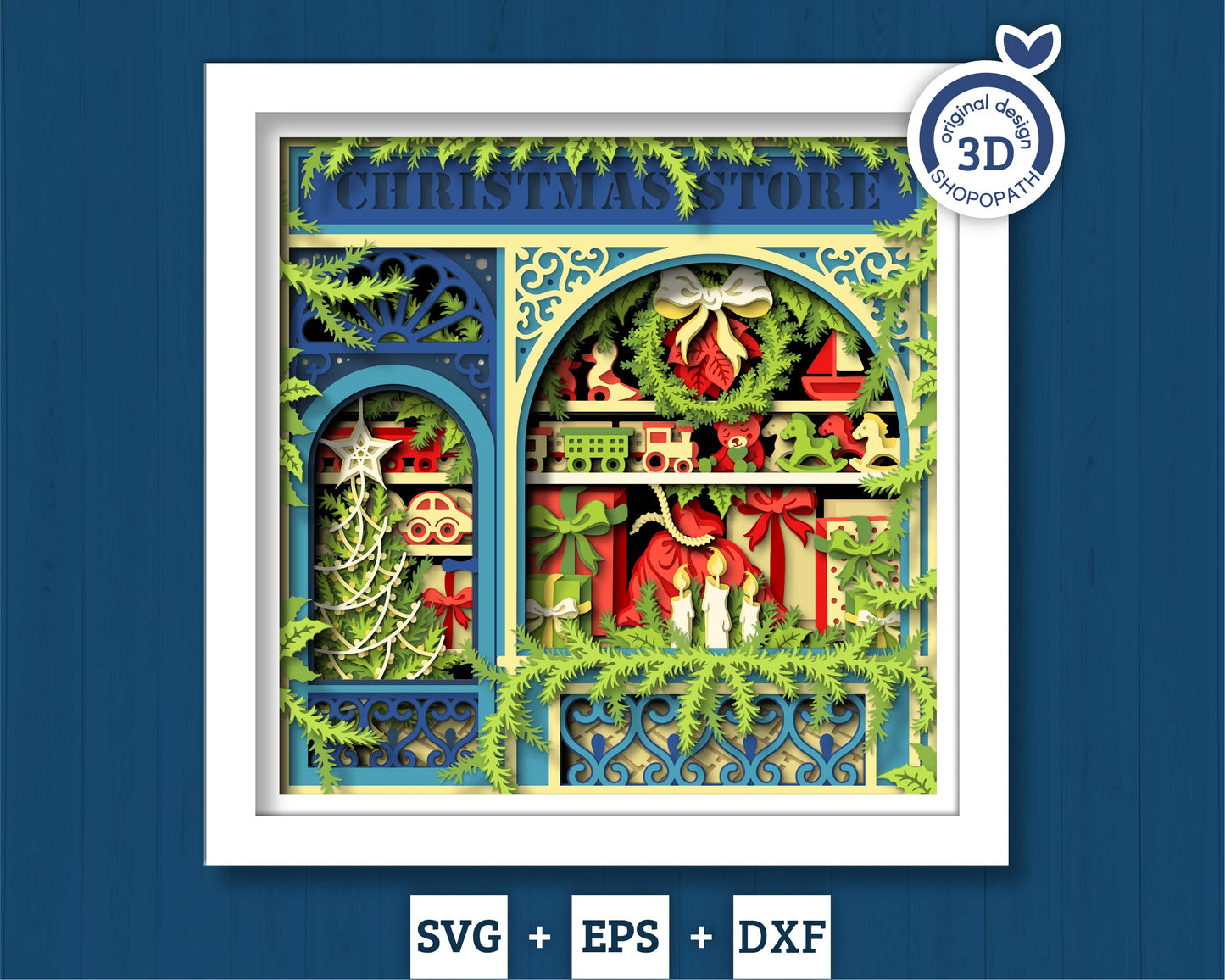 Christmas Store - 3D Shadow Box Layered SVG DXF EPS (Cutting Files)