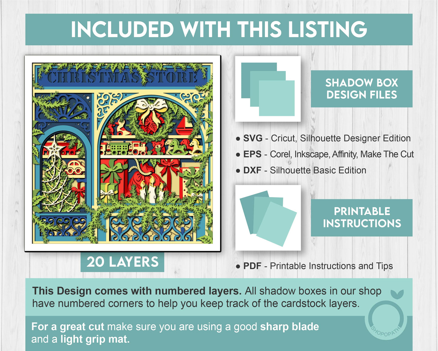 Christmas Store - 3D Shadow Box Layered SVG DXF EPS (Cutting Files)