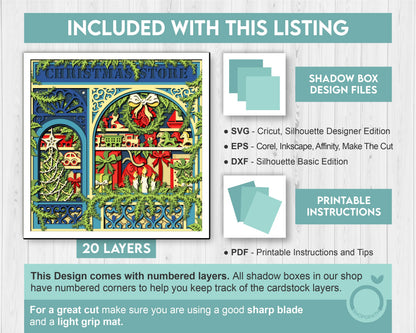 Christmas Store - 3D Shadow Box Layered SVG DXF EPS (Cutting Files)