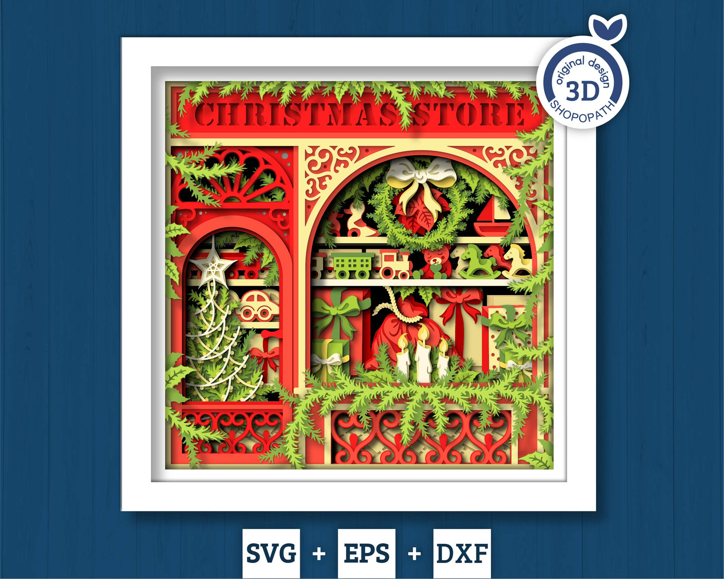 Christmas Store - 3D Shadow Box Layered SVG DXF EPS (Cutting Files)