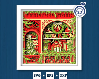 Christmas Store - 3D Shadow Box Layered SVG DXF EPS (Cutting Files)