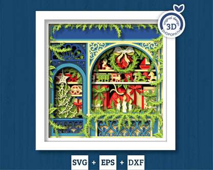 Christmas Store - 3D Shadow Box Layered SVG DXF EPS (Cutting Files)
