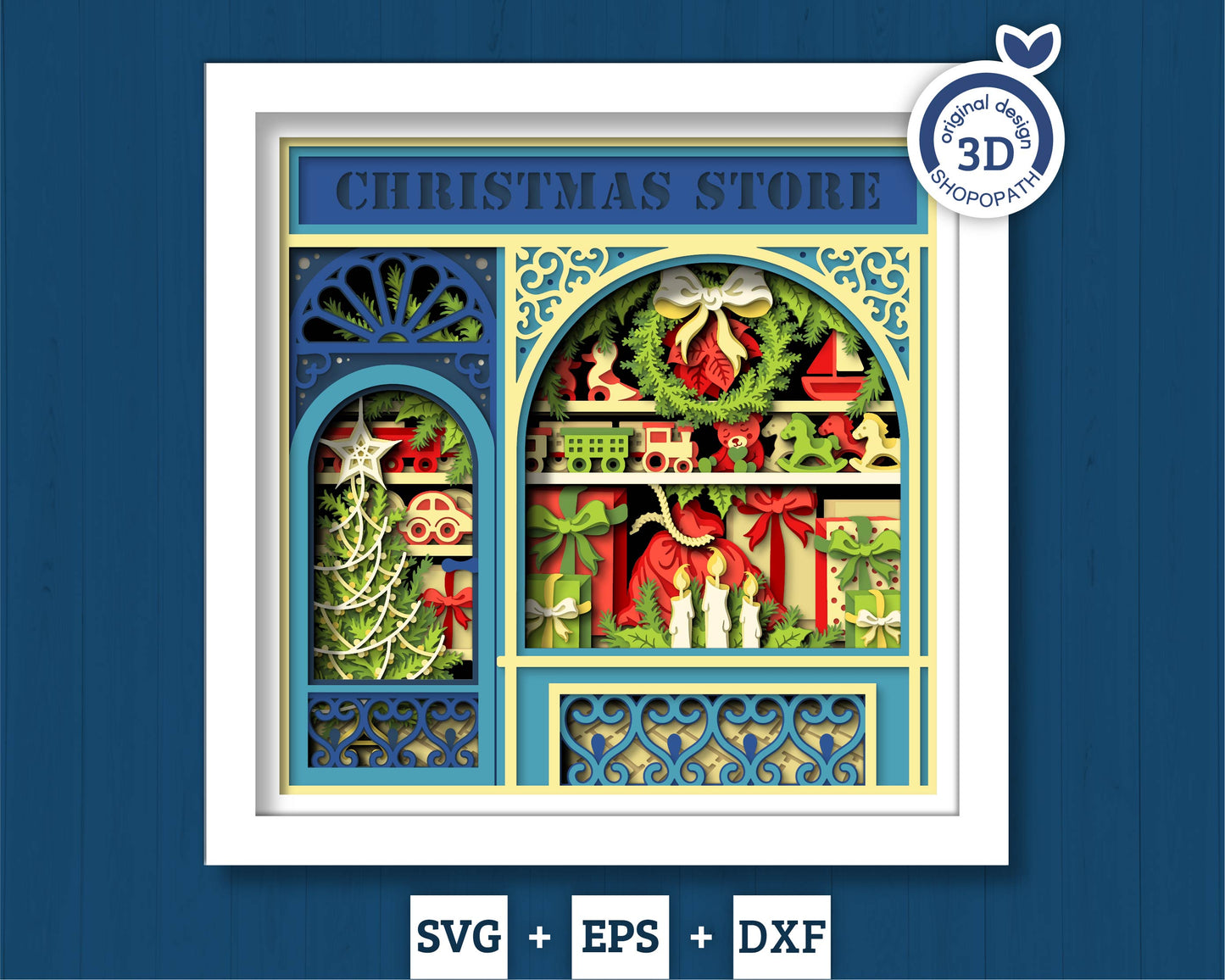 Christmas Store - 3D Shadow Box Layered SVG DXF EPS (Cutting Files)