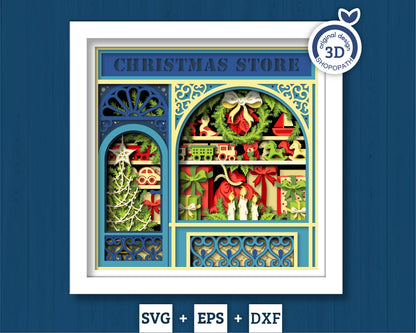 Christmas Store - 3D Shadow Box Layered SVG DXF EPS (Cutting Files)