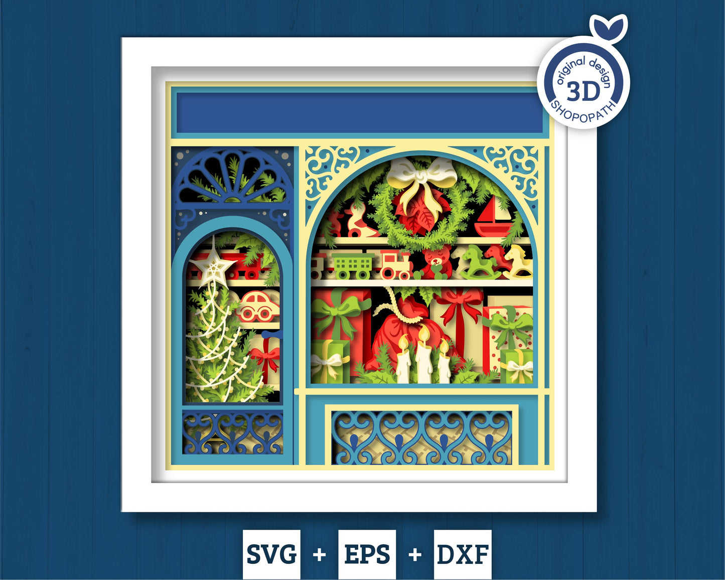 Christmas Store - 3D Shadow Box Layered SVG DXF EPS (Cutting Files)