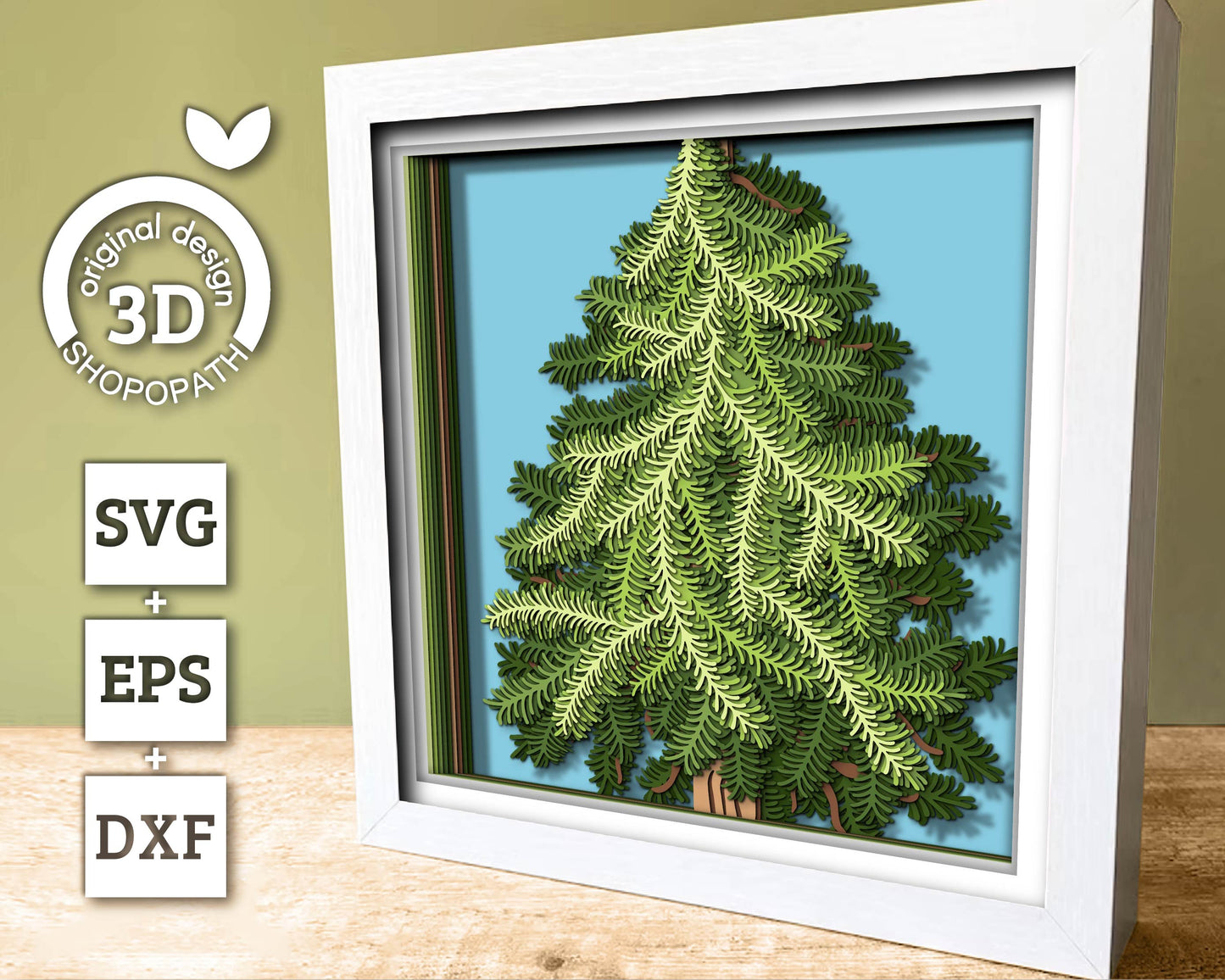 3D SVG Christmas Tree Shadow Box, Winter 3D Svg, Evergreen Tree Shadow Box, Christmas 3D Svg, Christmas Shadow Box  3d Svg Cricut Silhouette