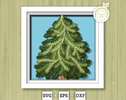 3D SVG Christmas Tree Shadow Box, Winter 3D Svg, Evergreen Tree Shadow Box, Christmas 3D Svg, Christmas Shadow Box  3d Svg Cricut Silhouette