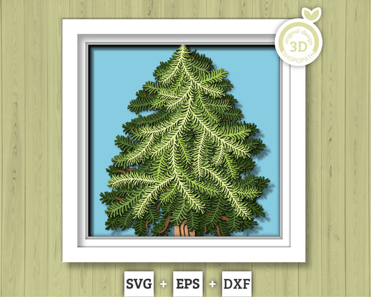 3D SVG Christmas Tree Shadow Box, Winter 3D Svg, Evergreen Tree Shadow Box, Christmas 3D Svg, Christmas Shadow Box  3d Svg Cricut Silhouette