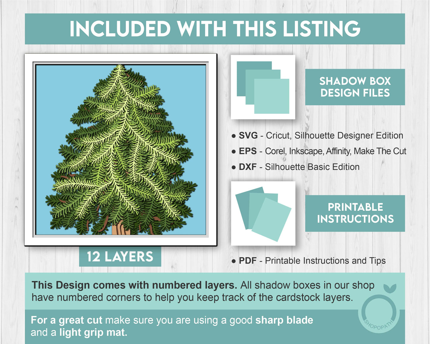 3D SVG Christmas Tree Shadow Box, Winter 3D Svg, Evergreen Tree Shadow Box, Christmas 3D Svg, Christmas Shadow Box  3d Svg Cricut Silhouette