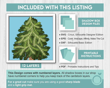 3D SVG Christmas Tree Shadow Box, Winter 3D Svg, Evergreen Tree Shadow Box, Christmas 3D Svg, Christmas Shadow Box  3d Svg Cricut Silhouette