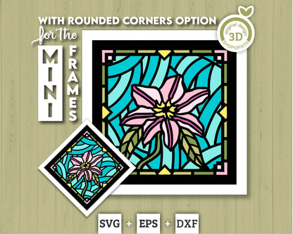 3D SVG Clematis Mini Stained Glass Shadow Box, Clematis 3d svg, 3D Flowers svg, 3D SVG Stained Glass, Shadow Box svg, Cricut Silhouette