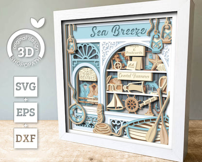 Coastal Store - 3D Shadow Box Layered SVG DXF EPS (Cutting Files)