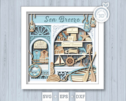 Coastal Store - 3D Shadow Box Layered SVG DXF EPS (Cutting Files)