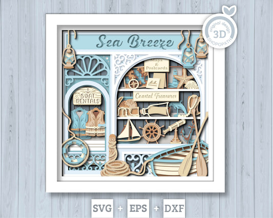 Coastal Store - 3D Shadow Box Layered SVG DXF EPS (Cutting Files)