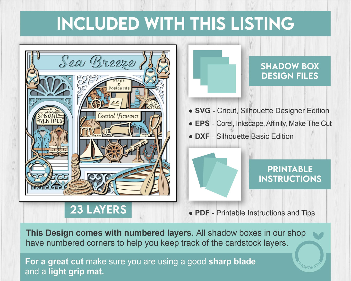 Coastal Store - 3D Shadow Box Layered SVG DXF EPS (Cutting Files)