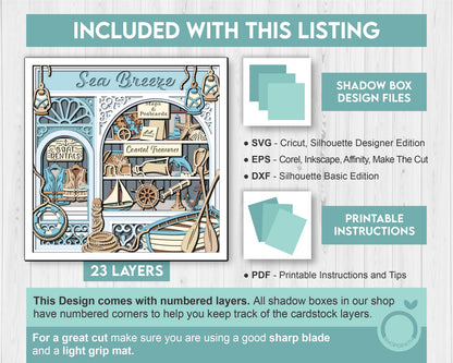 Coastal Store - 3D Shadow Box Layered SVG DXF EPS (Cutting Files)