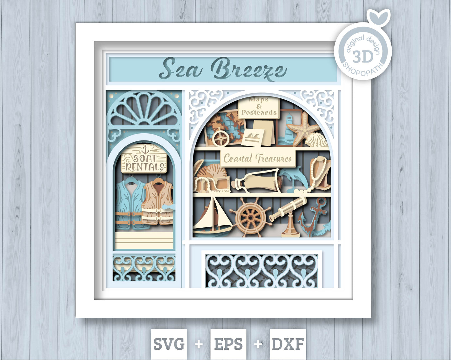 Coastal Store - 3D Shadow Box Layered SVG DXF EPS (Cutting Files)