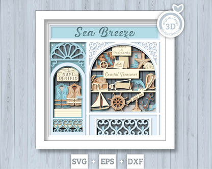 Coastal Store - 3D Shadow Box Layered SVG DXF EPS (Cutting Files)
