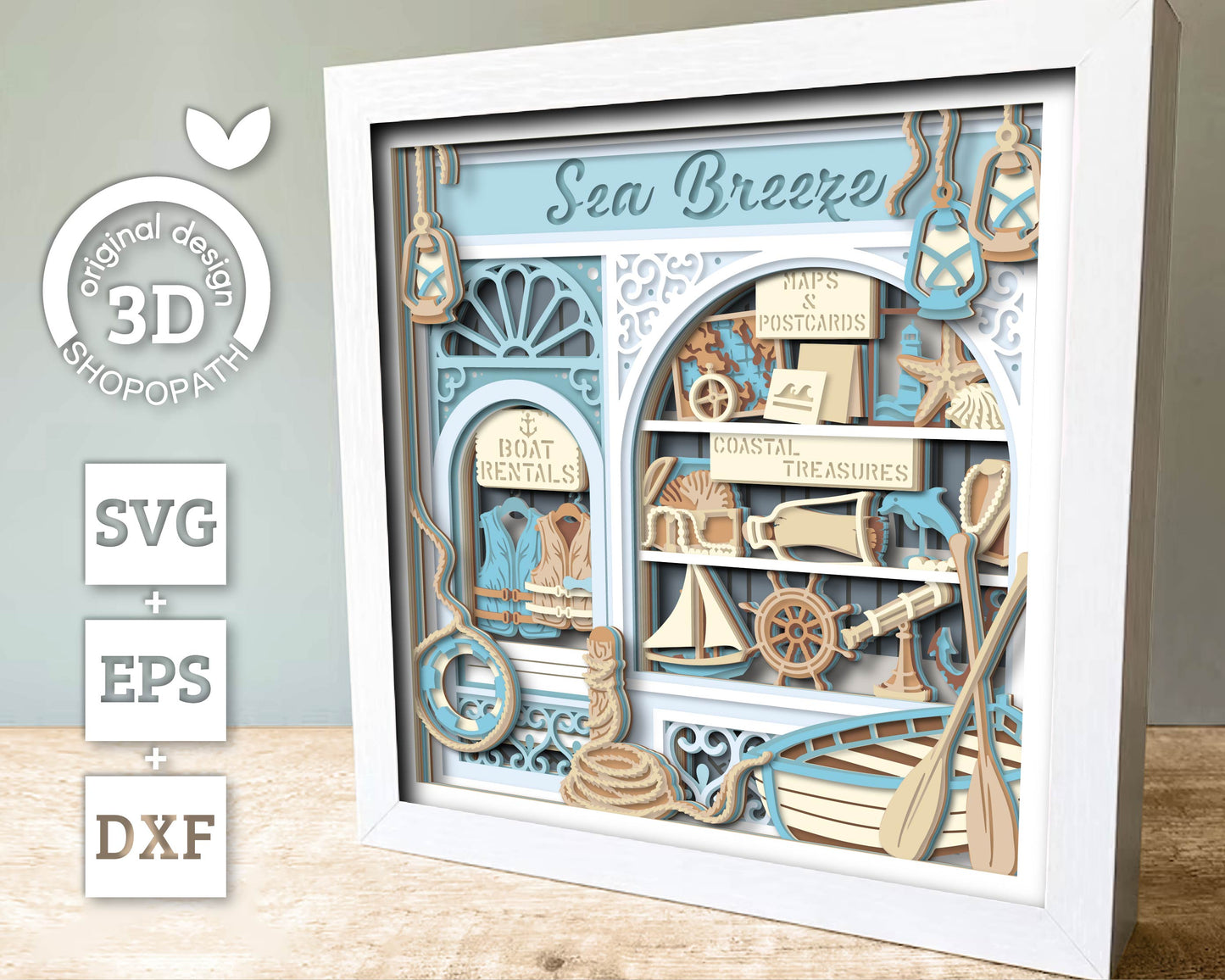 Coastal Store - 3D Shadow Box Layered SVG DXF EPS (Cutting Files)