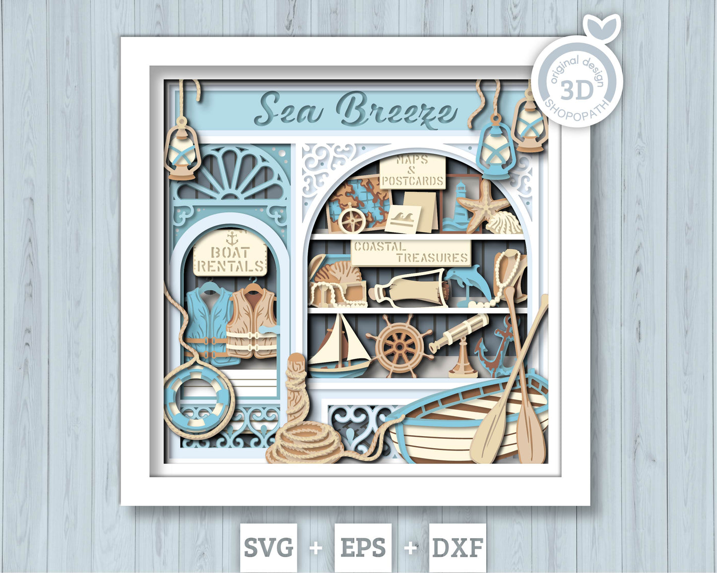 Coastal Store - 3D Shadow Box Layered SVG DXF EPS (Cutting Files)