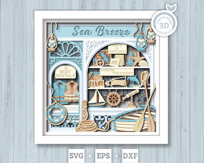 Coastal Store - 3D Shadow Box Layered SVG DXF EPS (Cutting Files)
