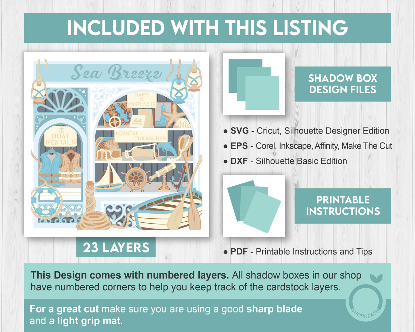 Coastal Store - 3D Shadow Box Layered SVG DXF EPS (Cutting Files)