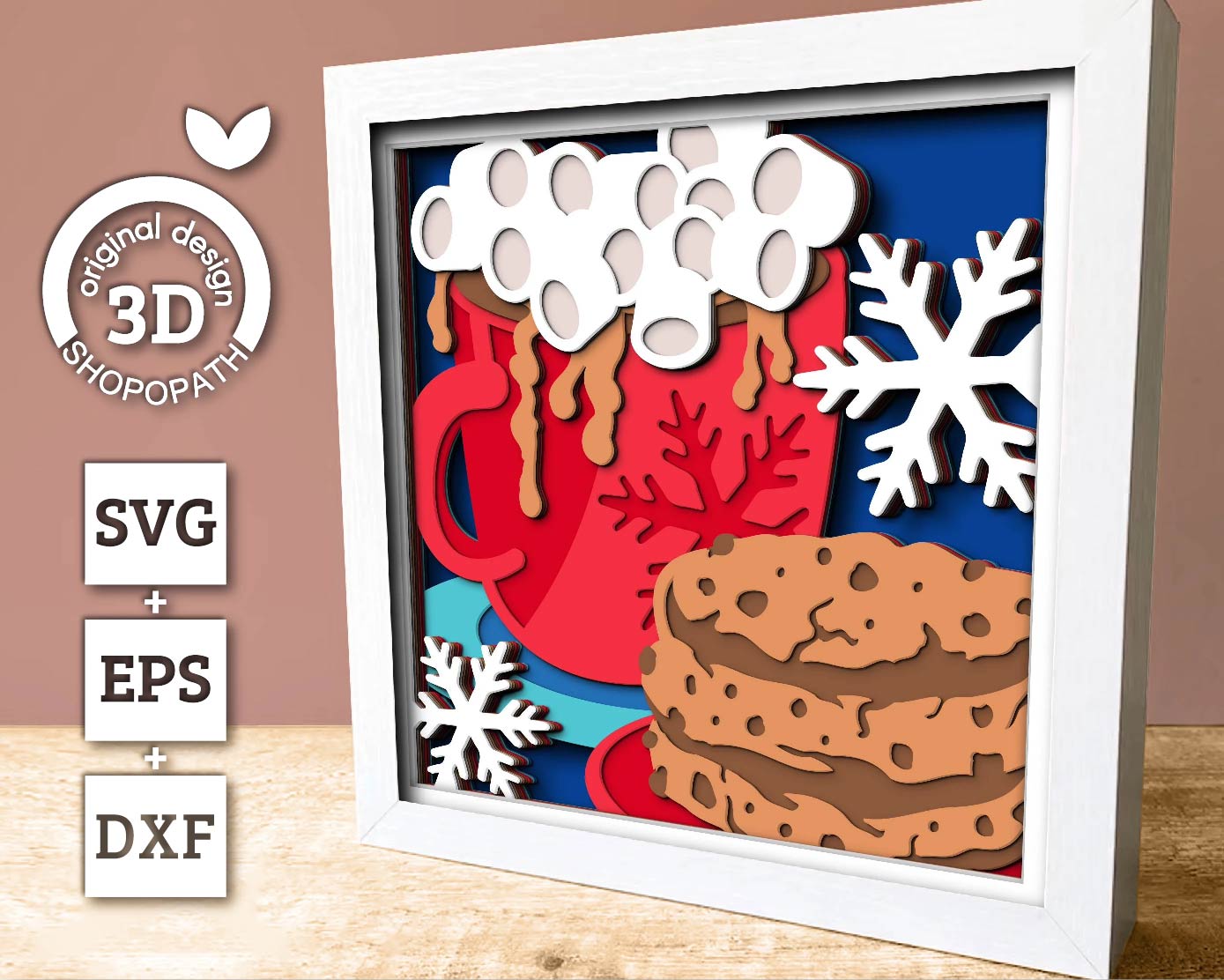 3D SVG Christmas Shadow Box, Layered Winter Shadow Box Svg, Cookies 3D Svg, Cocoa SVG, Santa Claus 3d Svg, Snowflakes svg Cricut Silhouette