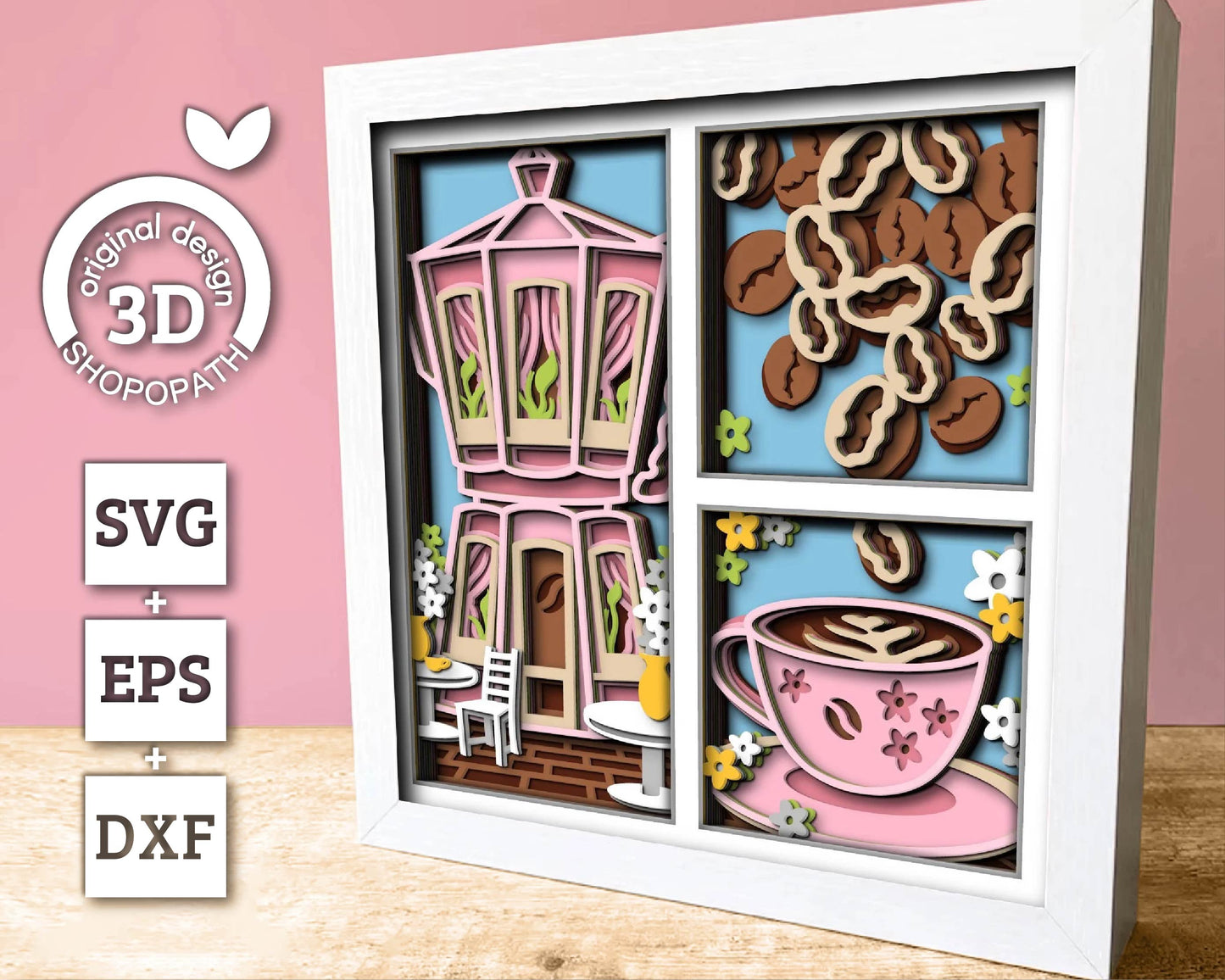 Coffee Maker House Panels - 3D Shadow Box Layered SVG DXF EPS (Cutting Files)