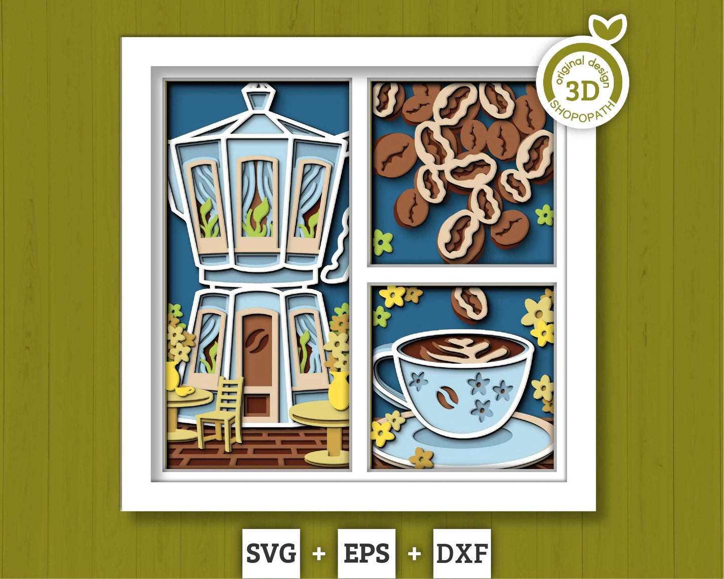 Coffee Maker House Panels - 3D Shadow Box Layered SVG DXF EPS (Cutting Files)