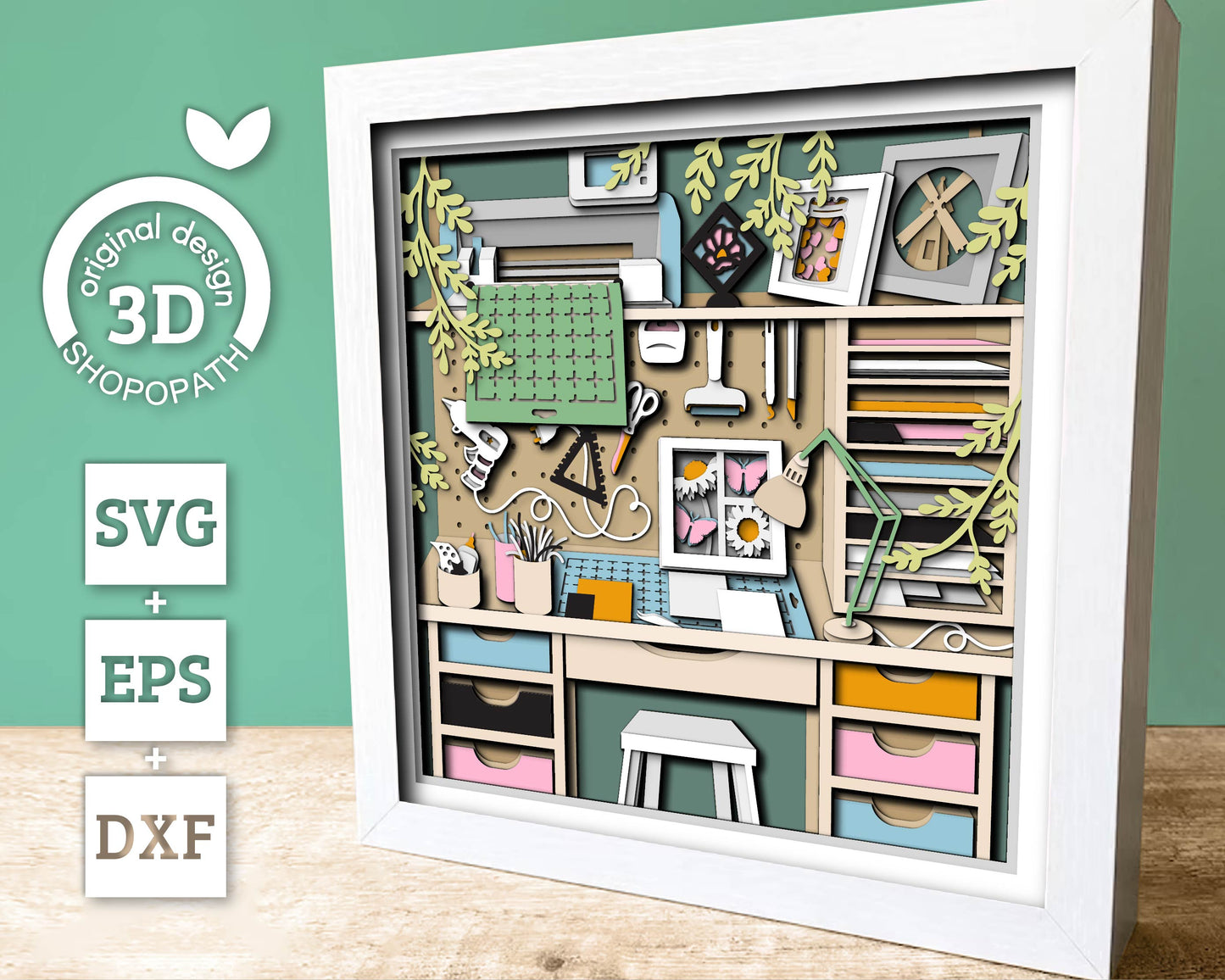 Brother Craft Room with Supplies - 3D Shadow Box Layered SVG DXF EPS (Cutting Files)